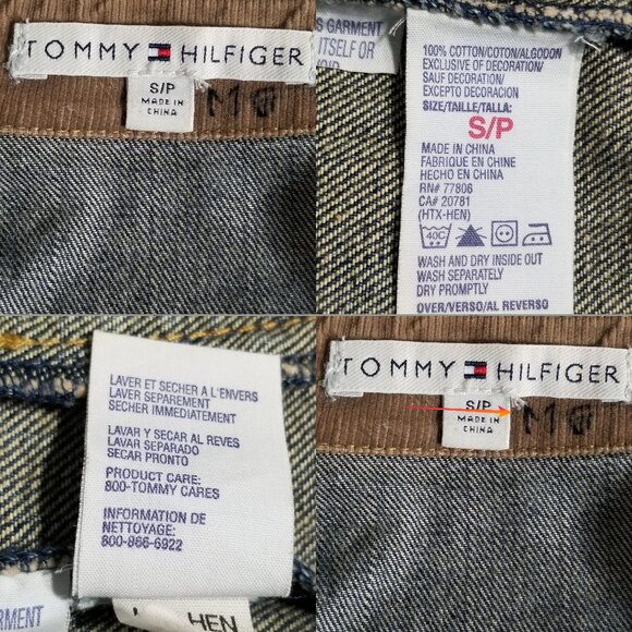 VTG Tommy Hilfiger S Denim Jacket Embellished Hardware Contrast Trim Distressed - Picture 11 of 11